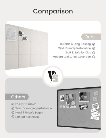 Bumusty classroom collaboration space with tiles and pushpins for ideas.