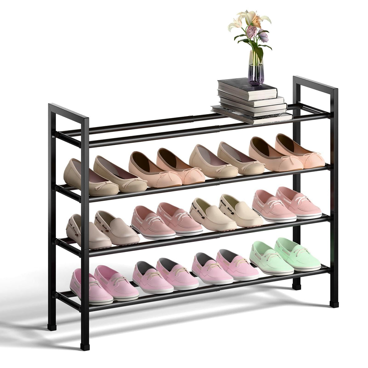 Bumusty expandable shoe rack extended in closet saves space and fits tight areas.