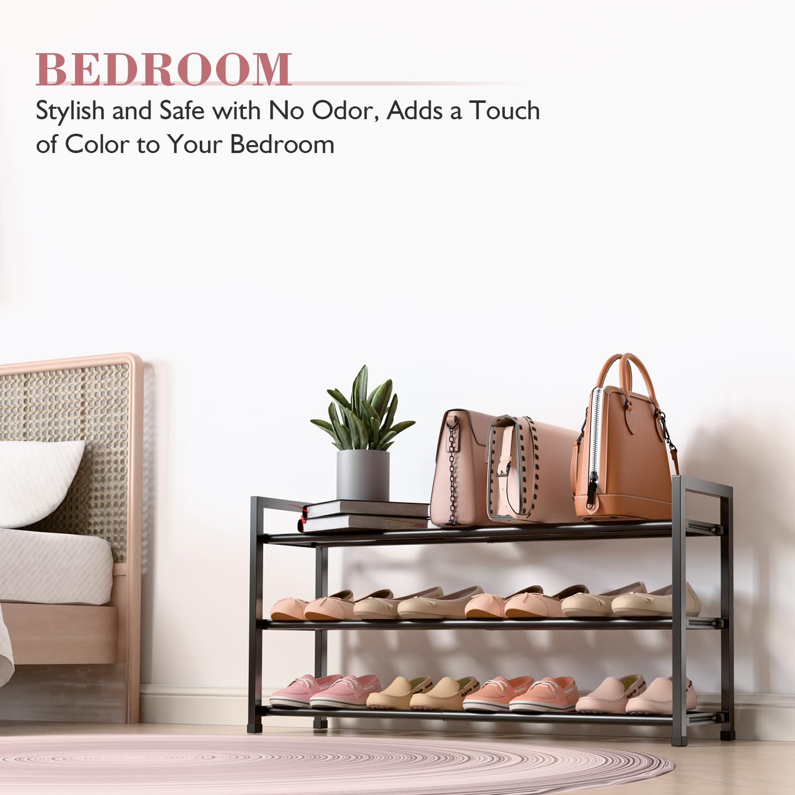Bumusty 3-Tier Extendable Rack holds up to 12 pairs.