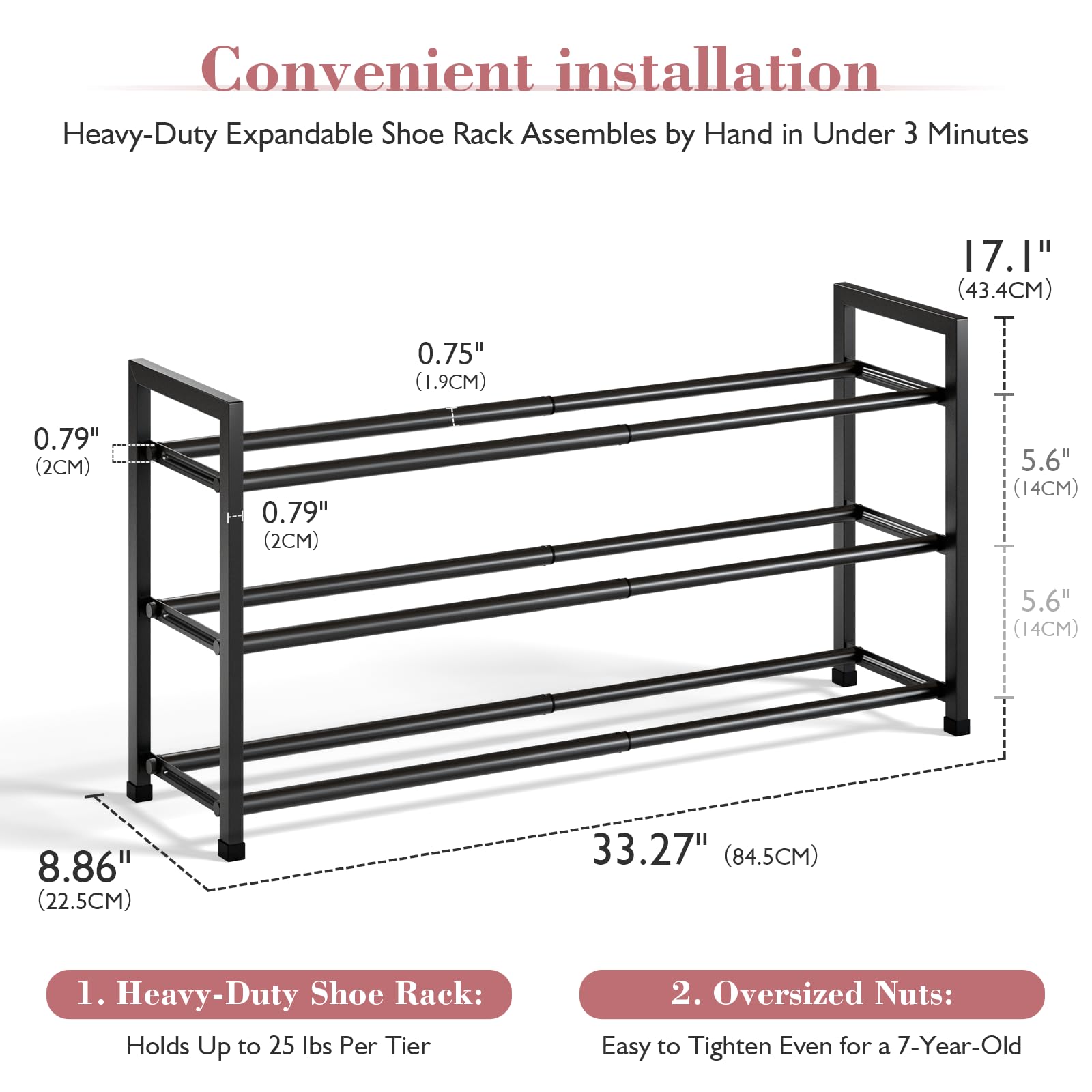 Bumusty 3-Tier Rack in closet shows easy tool-free assembly.