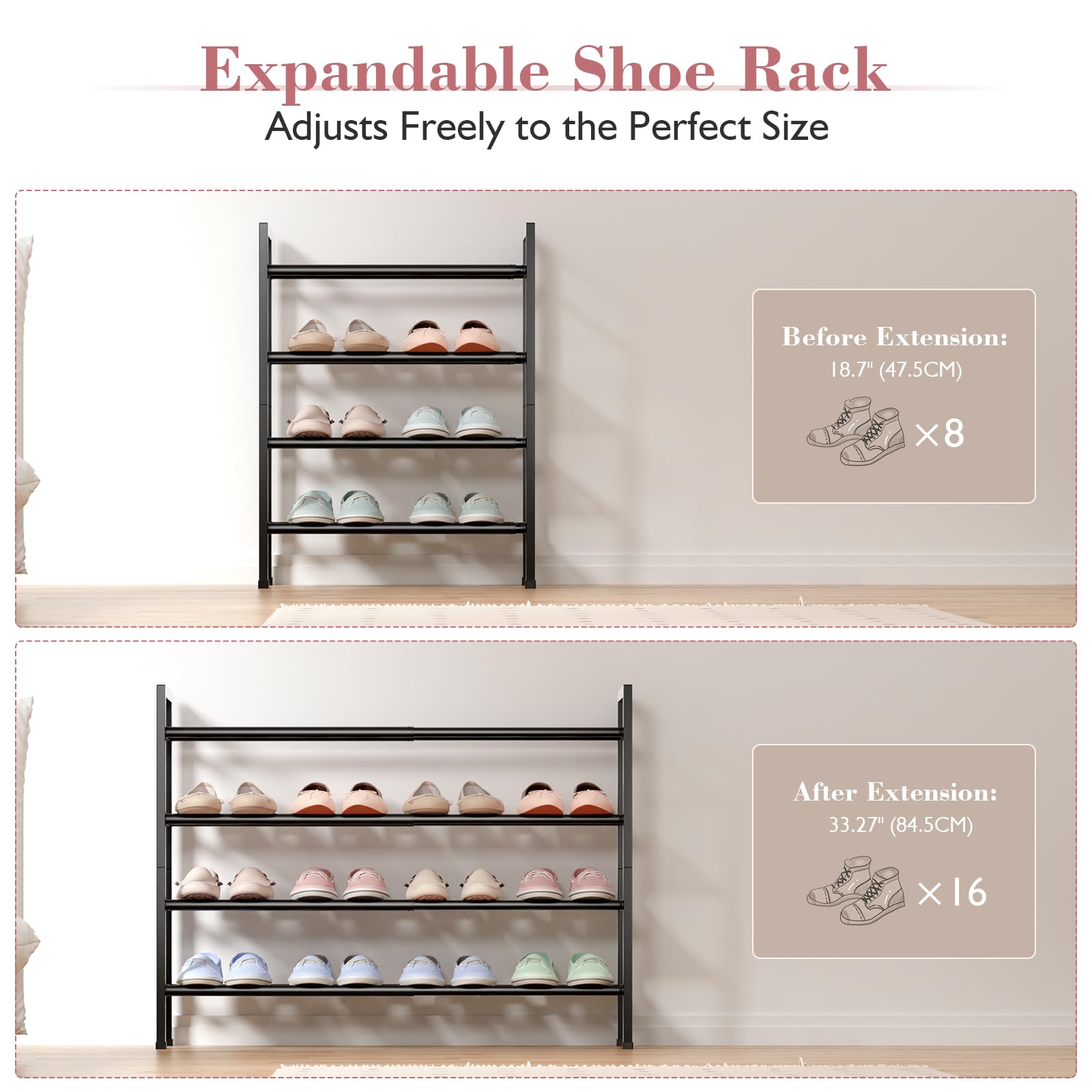 Bumusty shoe rack showcased in entryway for versatile placement and accessibility.