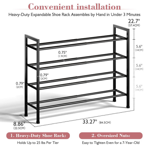 Bumusty 4-tier rack with a metal frame provides robust design and stability.