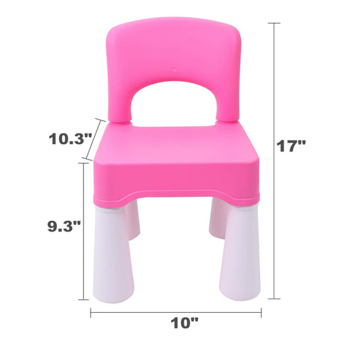 burgkidz pink plastic kids chair legs and base view, triangular legs improve stability