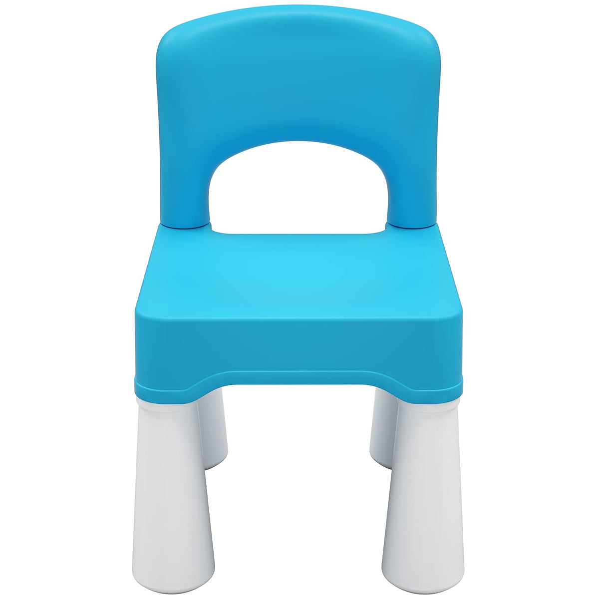 burgkidz toddler chair front view in blue for independent seating at tables