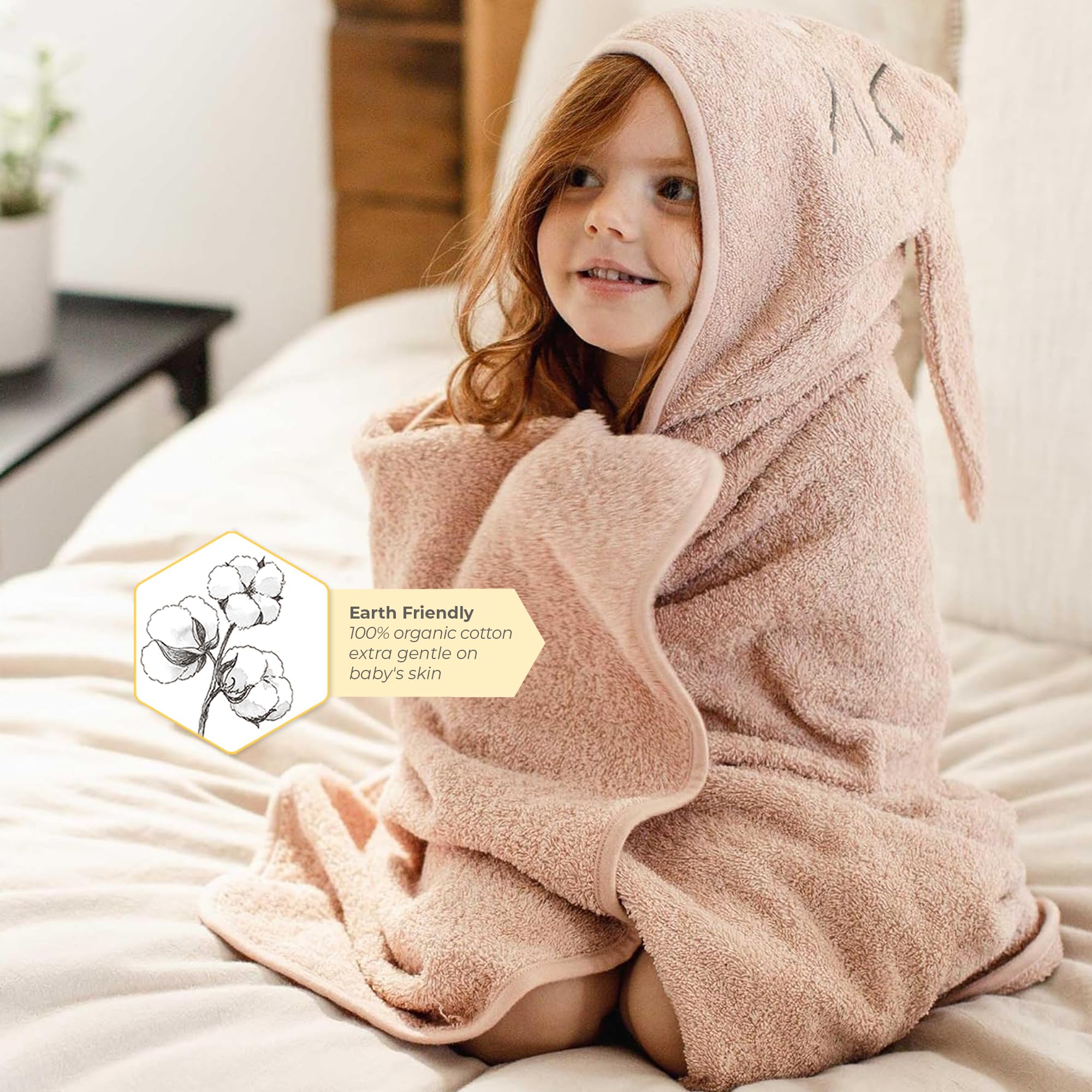 Burts Bees Baby hooded towel with fox face offers playful drying for toddlers.