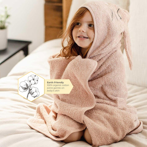 Burts Bees Baby hooded towel with fox face offers playful drying for toddlers.