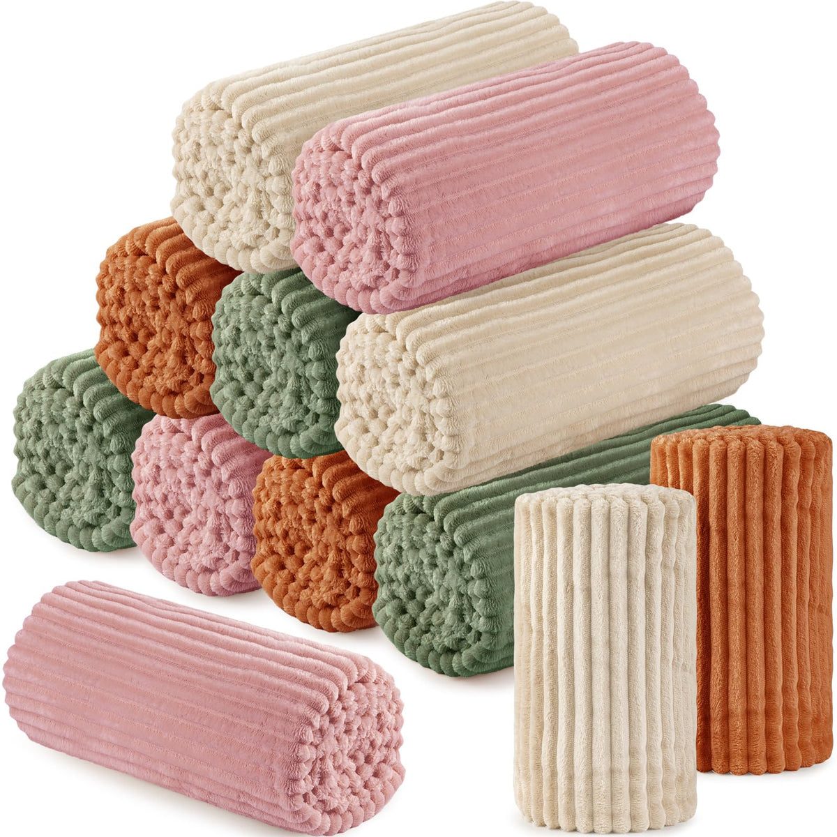 Buryeah 12-pack bulk flannel blankets for family gatherings and gifting
