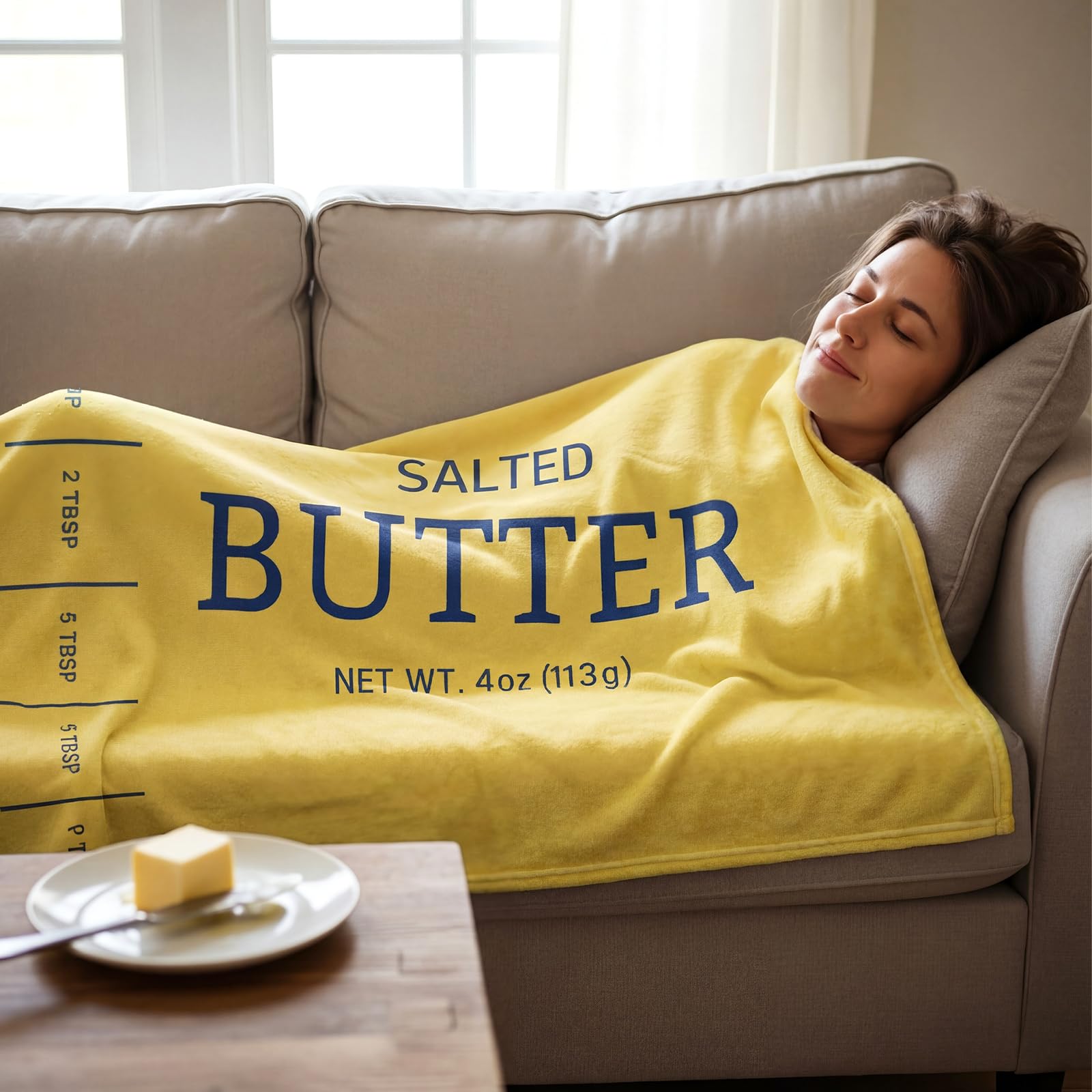 Buryeah butter blanket packaging image highlights simple care and gift-ready presentation.