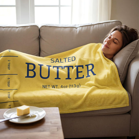 Buryeah butter blanket packaging image highlights simple care and gift-ready presentation.