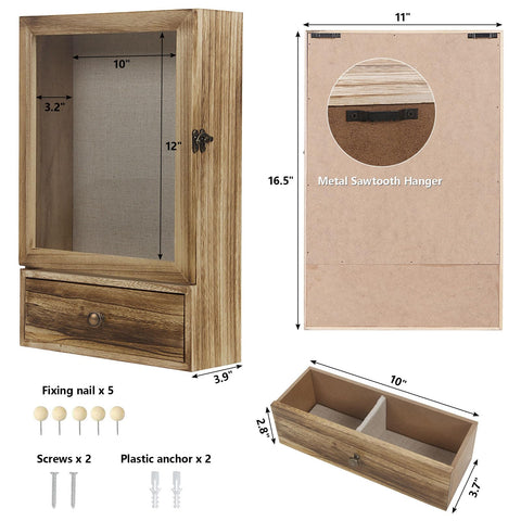 Butizone shadow box frame linen backdrop enhances vintage style display.