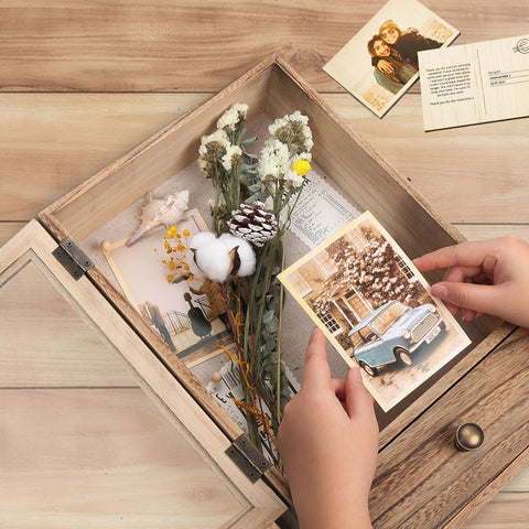 Butizone shadow box frame versatile display on tabletop or wall.