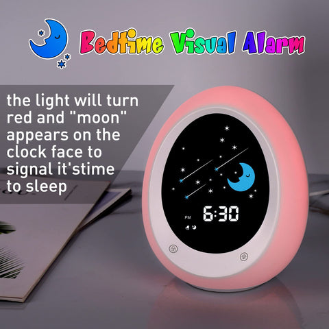 BUTTING Kids Alarm Clock night light with color options for calming ambiance.