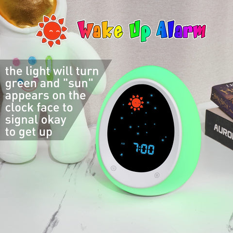 BUTTING Kids Alarm Clock sound machine offers gentle sounds for bedtime.