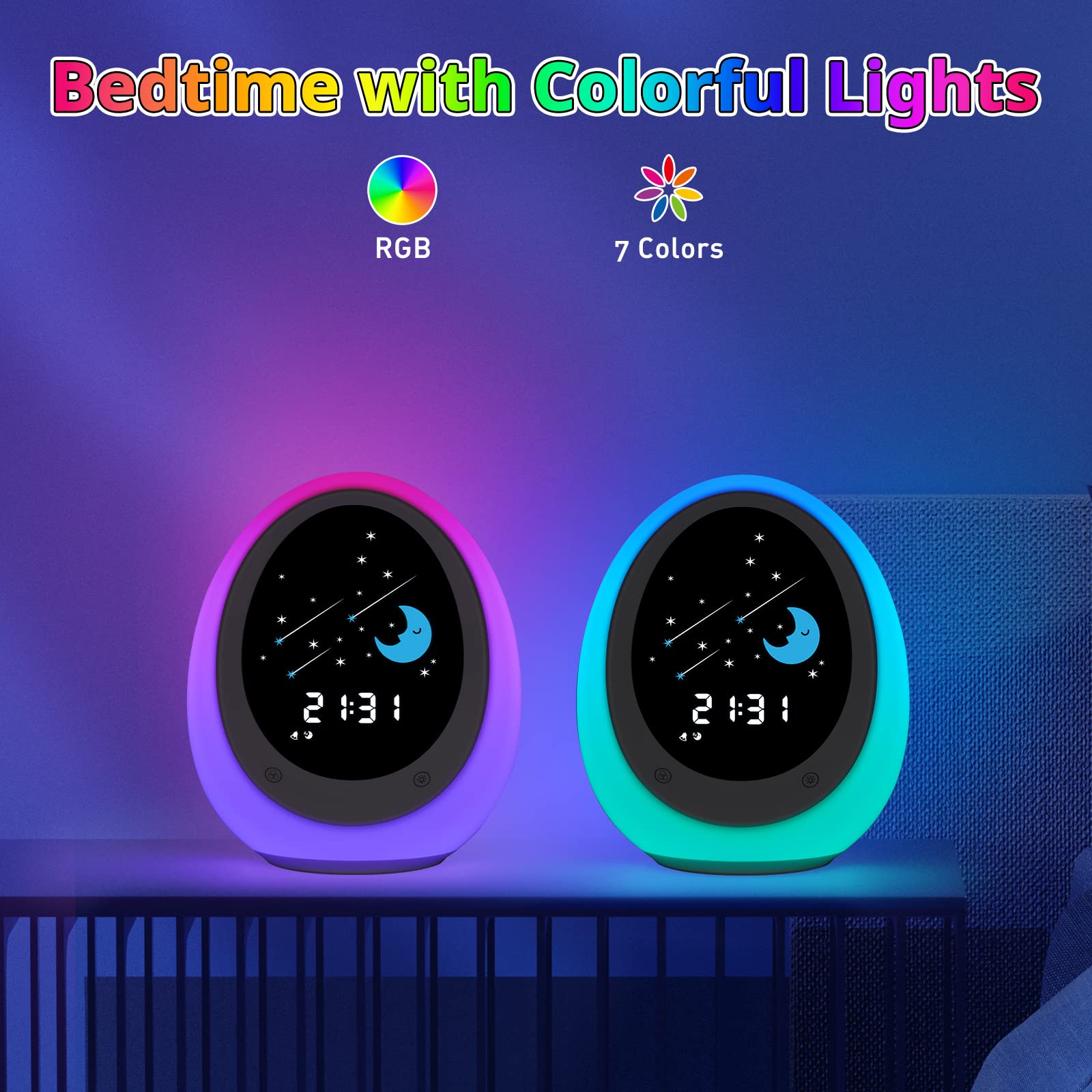 BUTTING Kids Alarm Clock star and meteor visuals add playful wake cues.