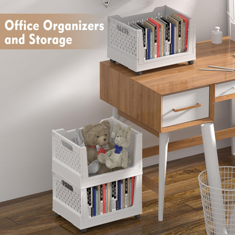 BUZIFU foldable closet organizer bin ready for compact storage.