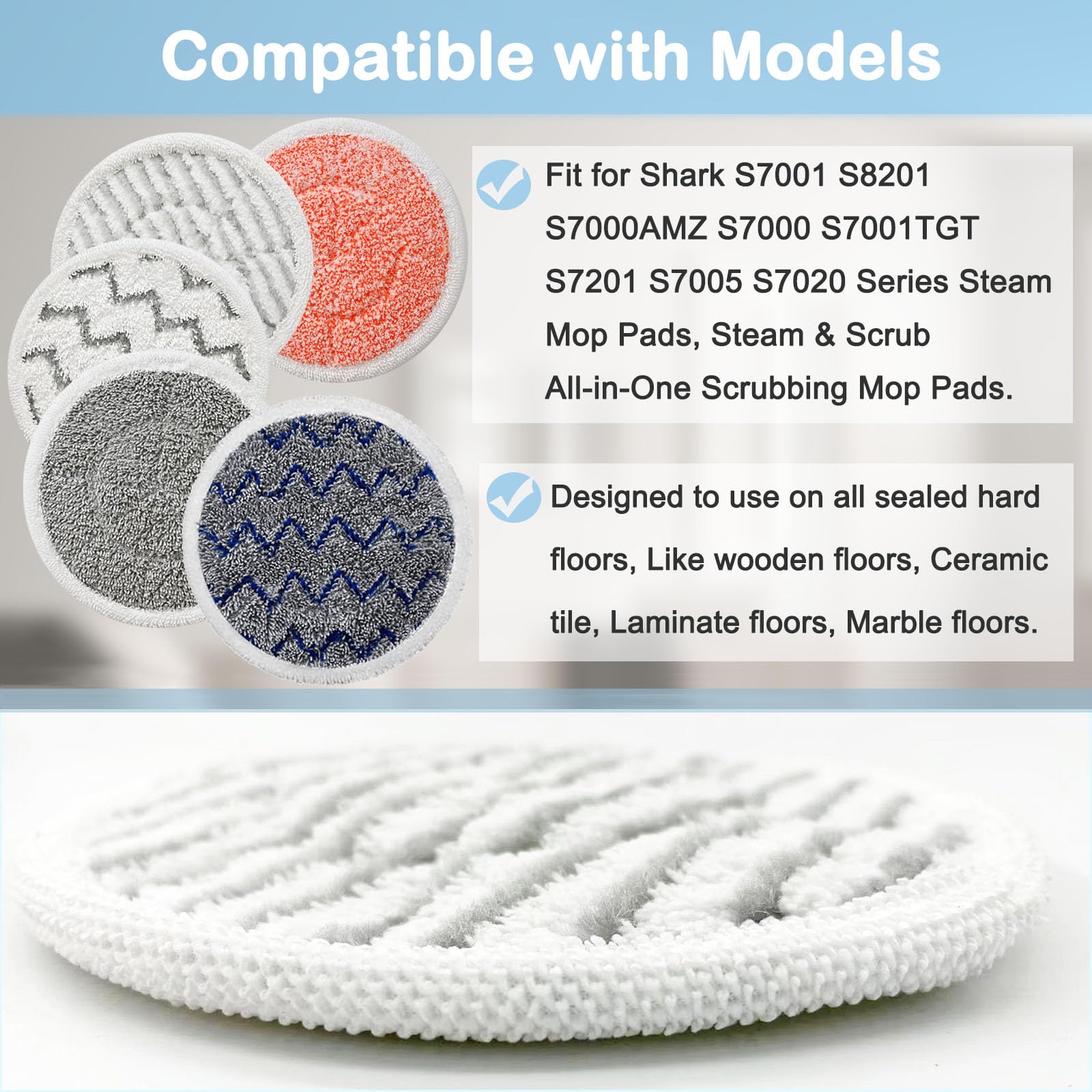 Bvhonwe soft-touch pads in white gray and blue, gentle on sealed floors