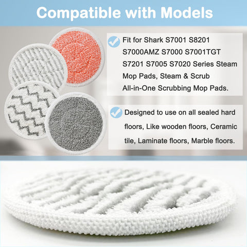 BVHONWE 12-pack mop pads for Shark S7001 used on tile surface for versatile cleaning.