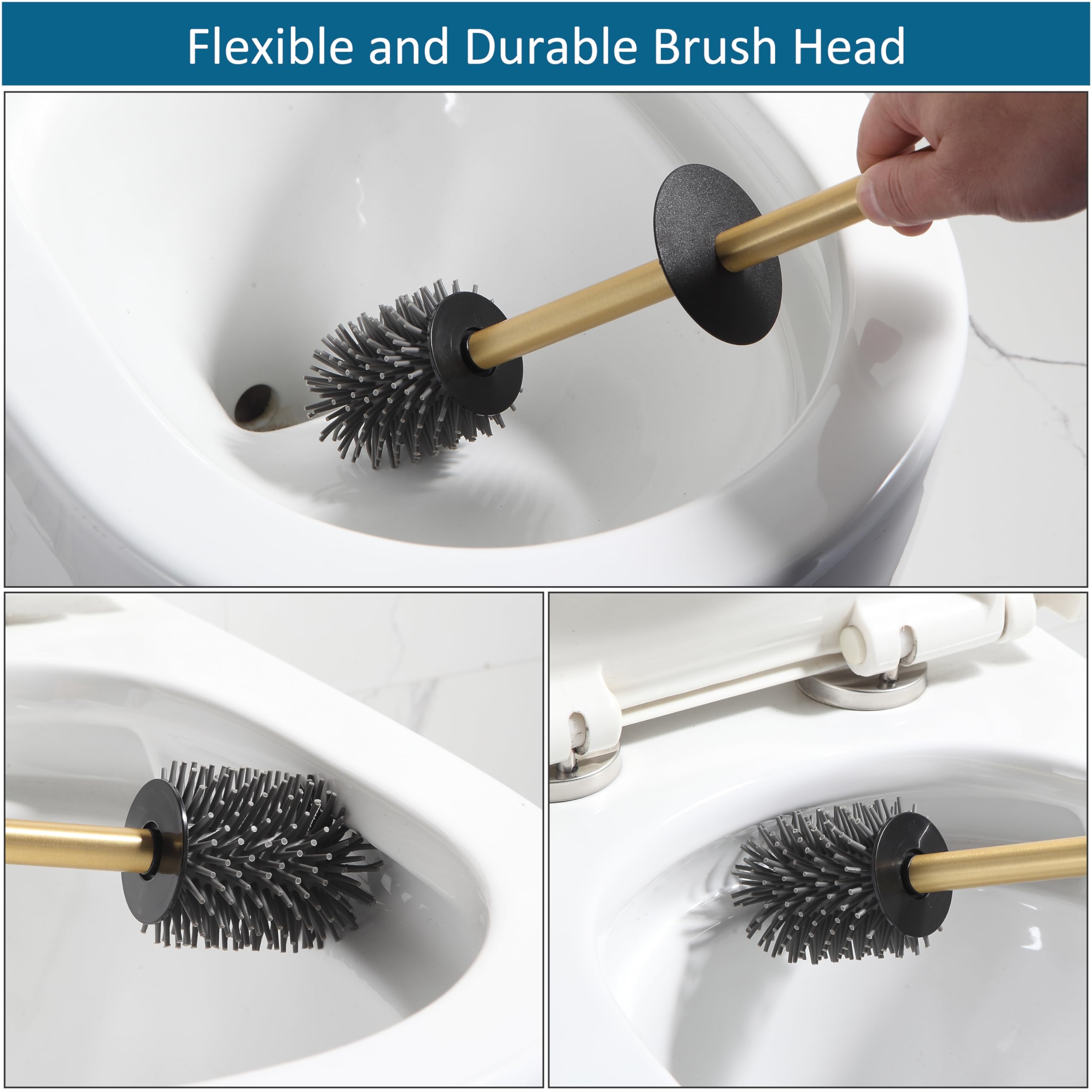 BVL brushed gold base stabilizes the set and prevents tipping during use.