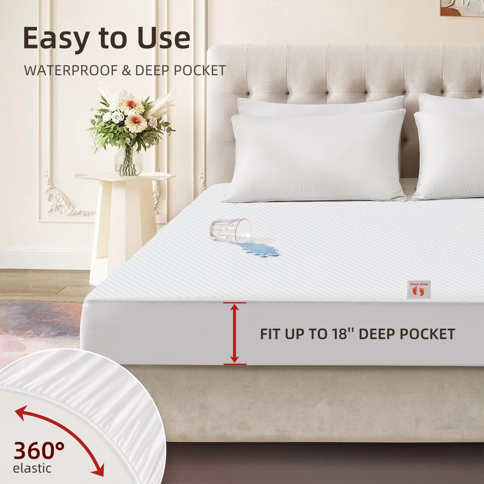 Dual-control heated pad provides different warmth on each side of the bed.