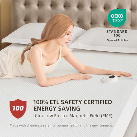 ETL-certified safety and OEKO Standard 100 rating signaling trusted quality.