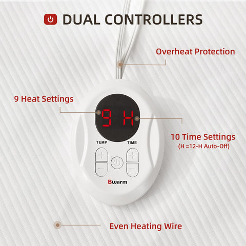 Bwarm memory-function heat settings guide your preferred warmth.