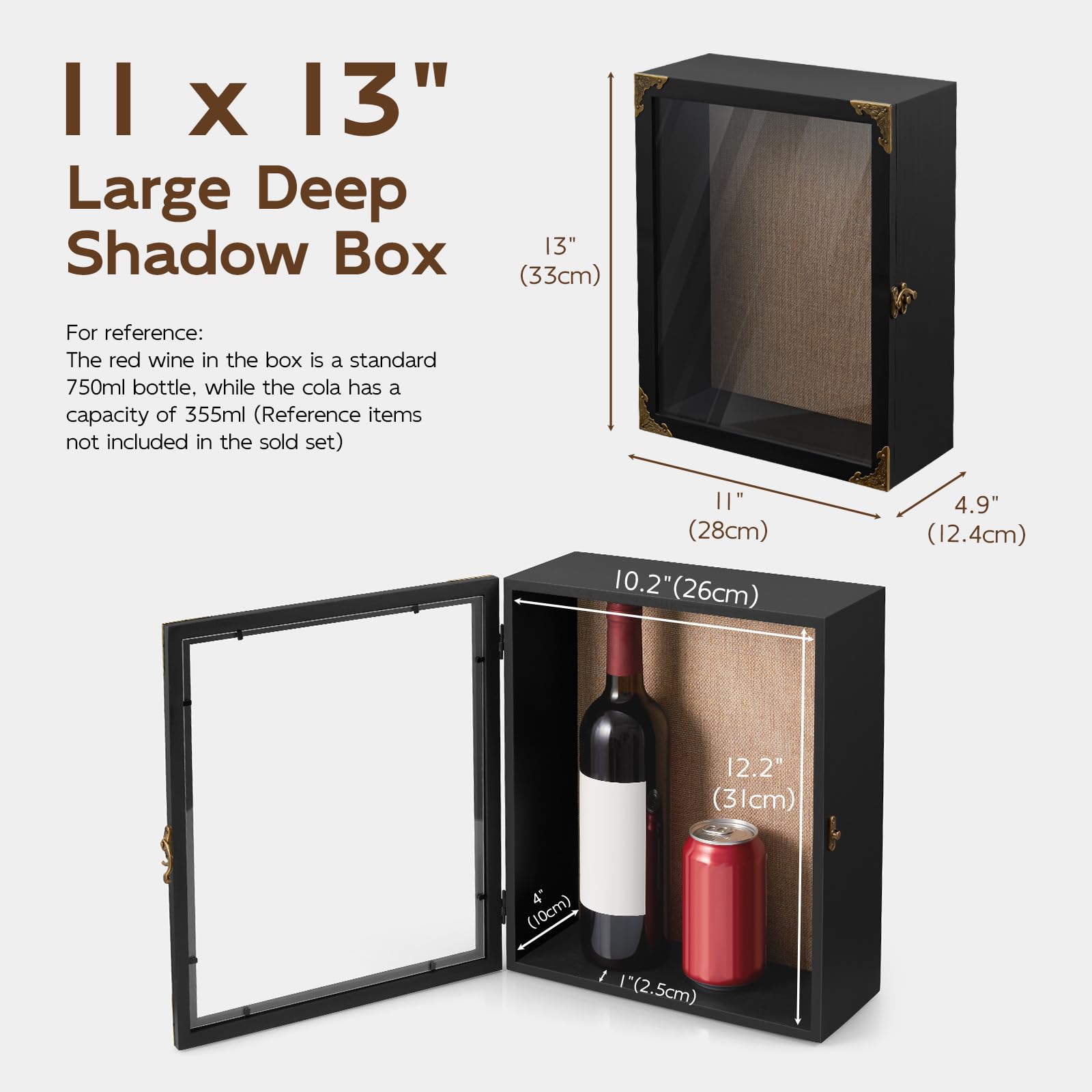 BWODYAY Deep Shadow Box interior depth showing room for larger keepsakes