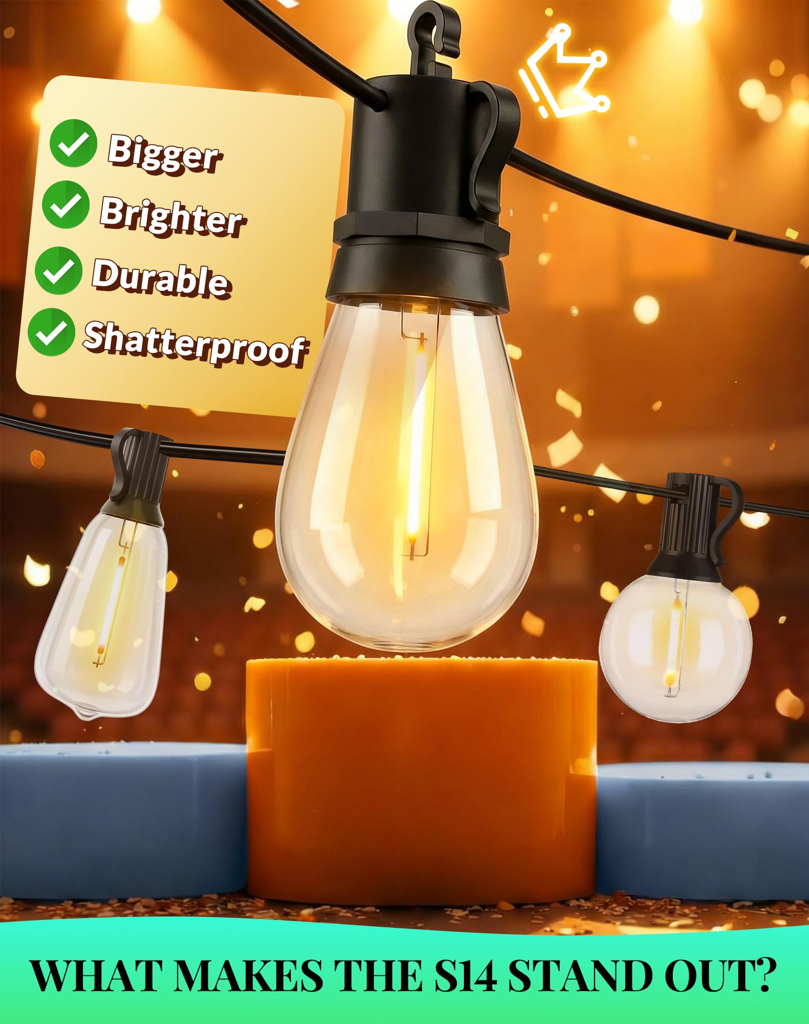 BYGUQ dimmable LED patio lights with remote for customizable mood lighting.