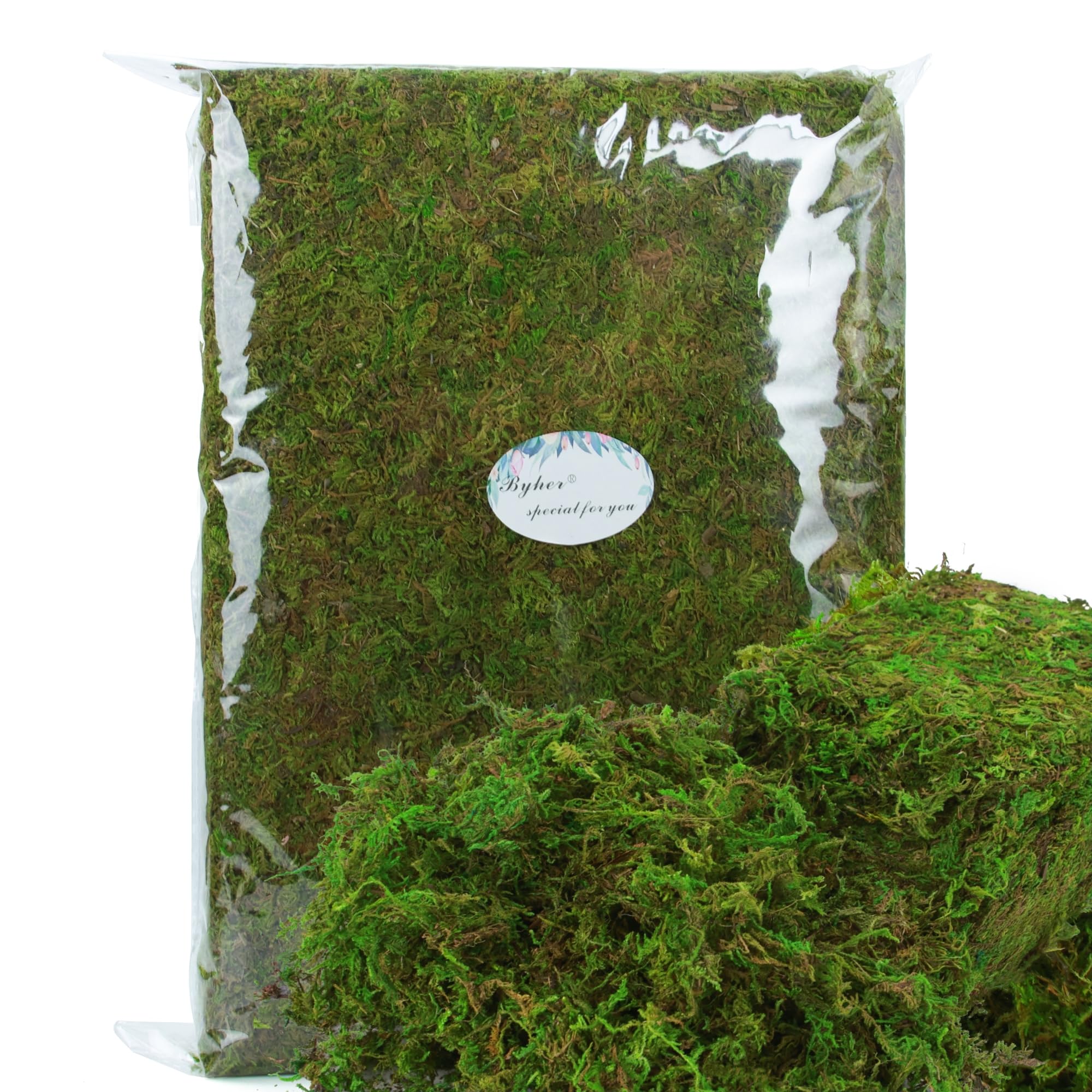 BYHER artificial moss 35oz green bag adds lush greenery to indoor projects