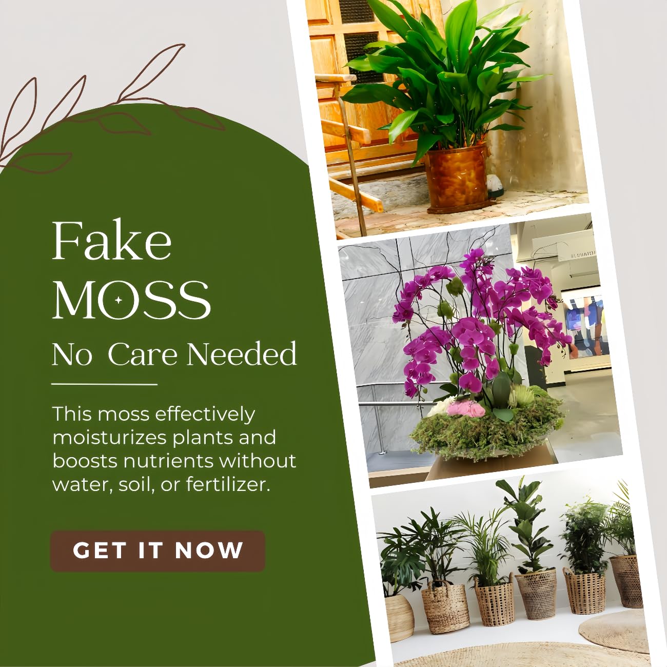 BYHER fake moss in a pot decor scene for low-maintenance greenery