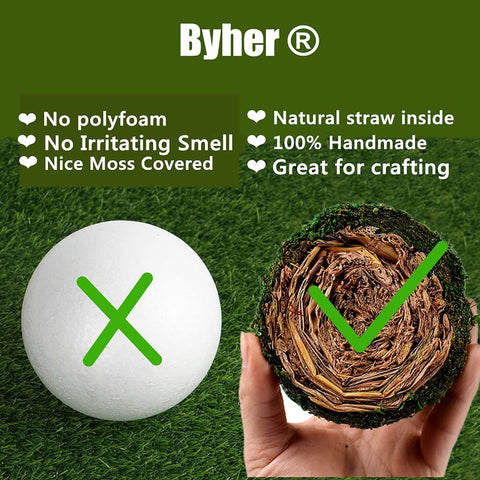 BYHER moss balls suit weddings arches and seasonal displays with natural flair