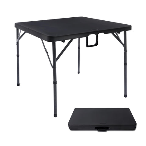 Byliable 34-inch square folding table top view with water-resistant HDPE for outdoor use.