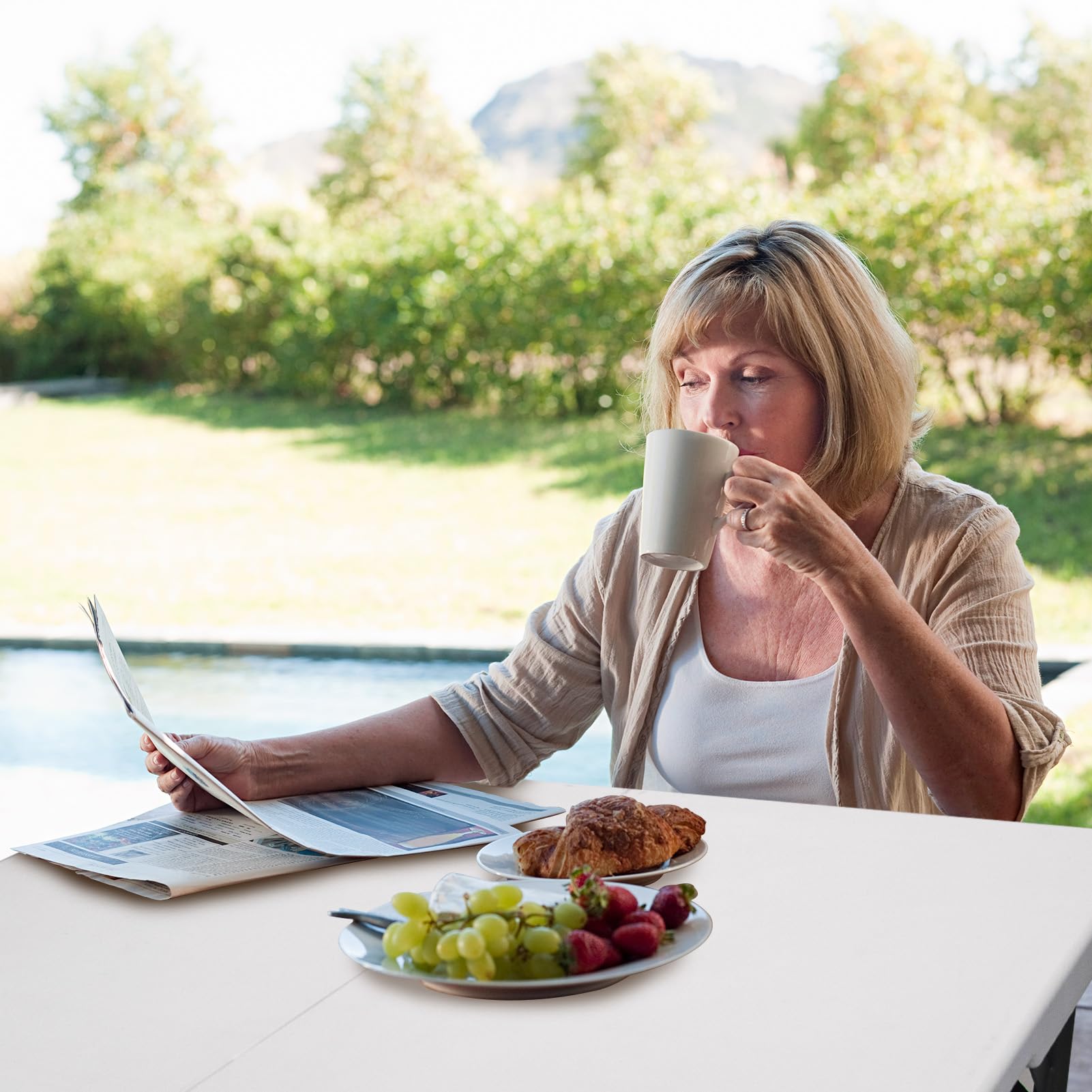 Byliable 34in square folding table suitable for four adults seating