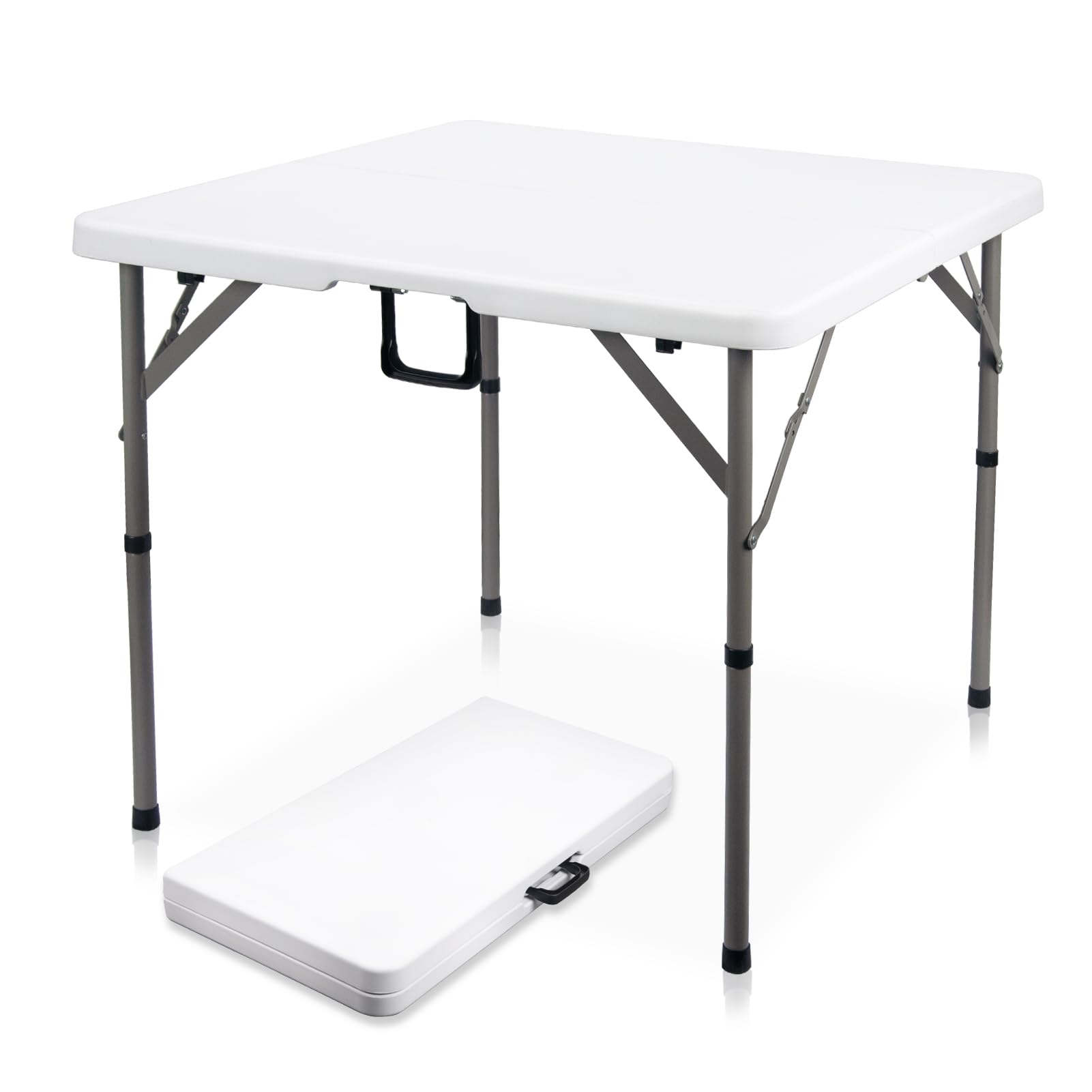 Byliable 34in square folding table folded for compact storage