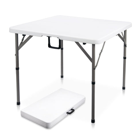 Byliable 34in square folding table folded for compact storage