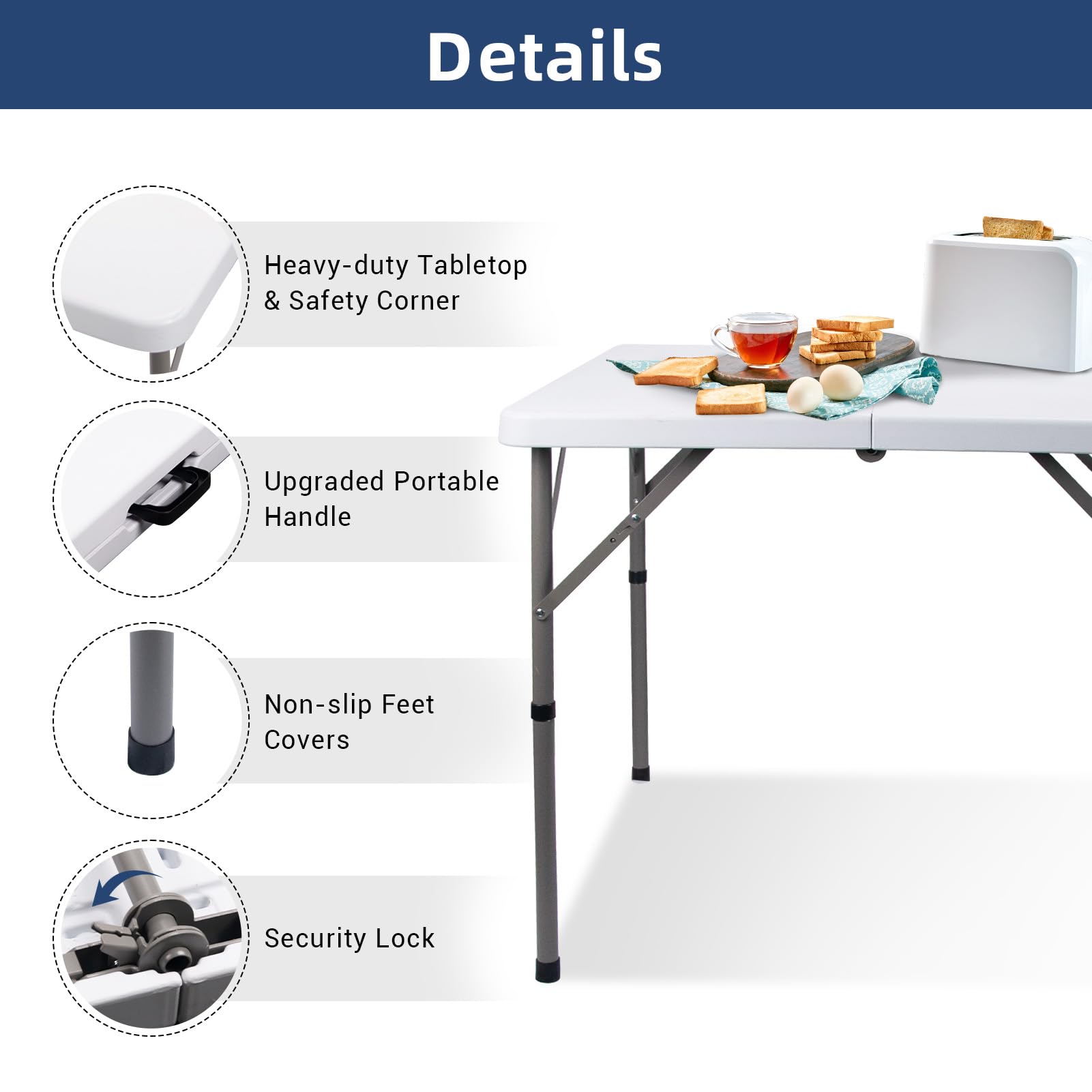 Byliable 34in square folding table unfolded for dining setup