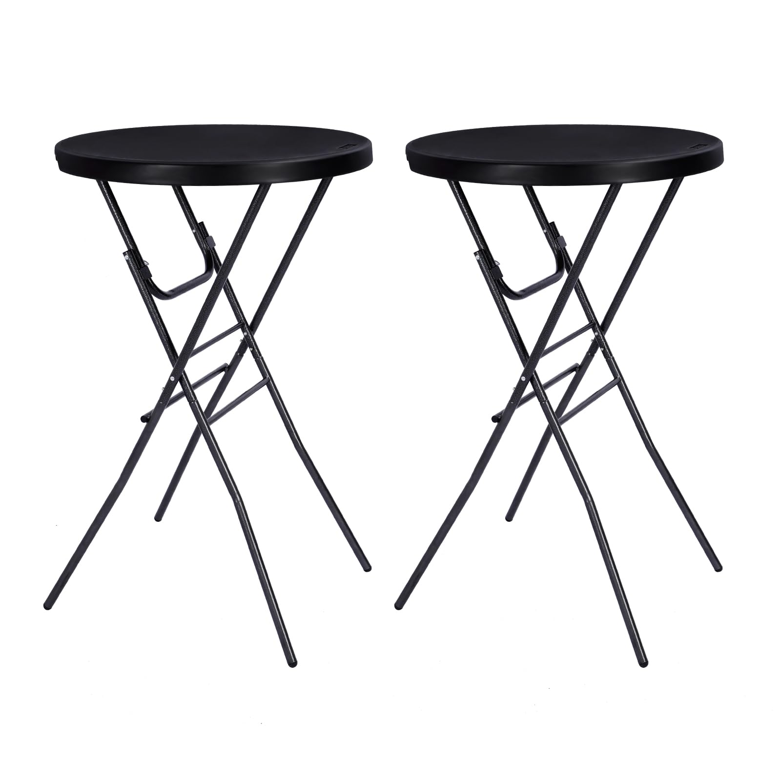 Byliable 28-inch folding round high-top table for indoor or outdoor parties.