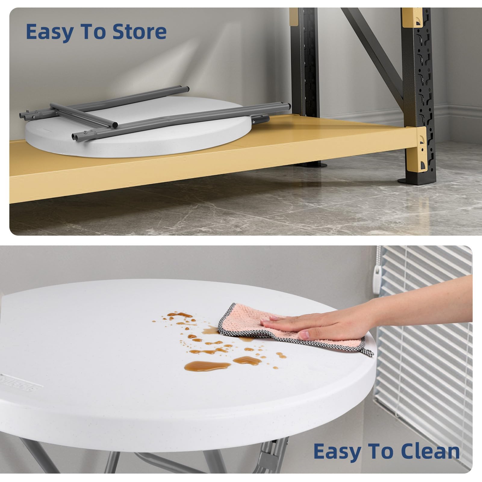 Byliable folding legs lock securely for stable use during parties.