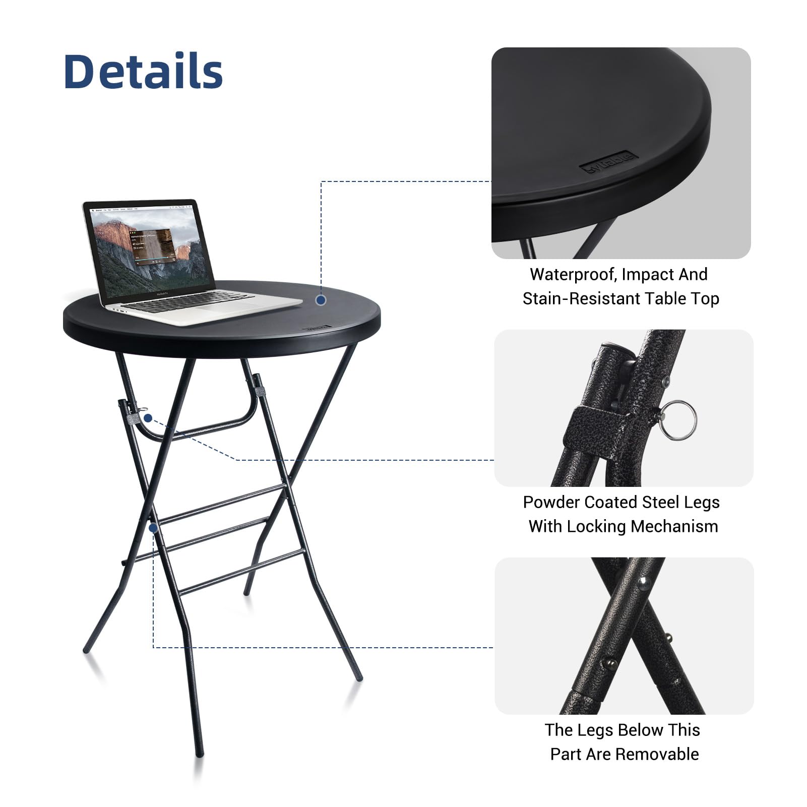 Byliable HDPE top is sturdy and easy to wipe after gatherings.