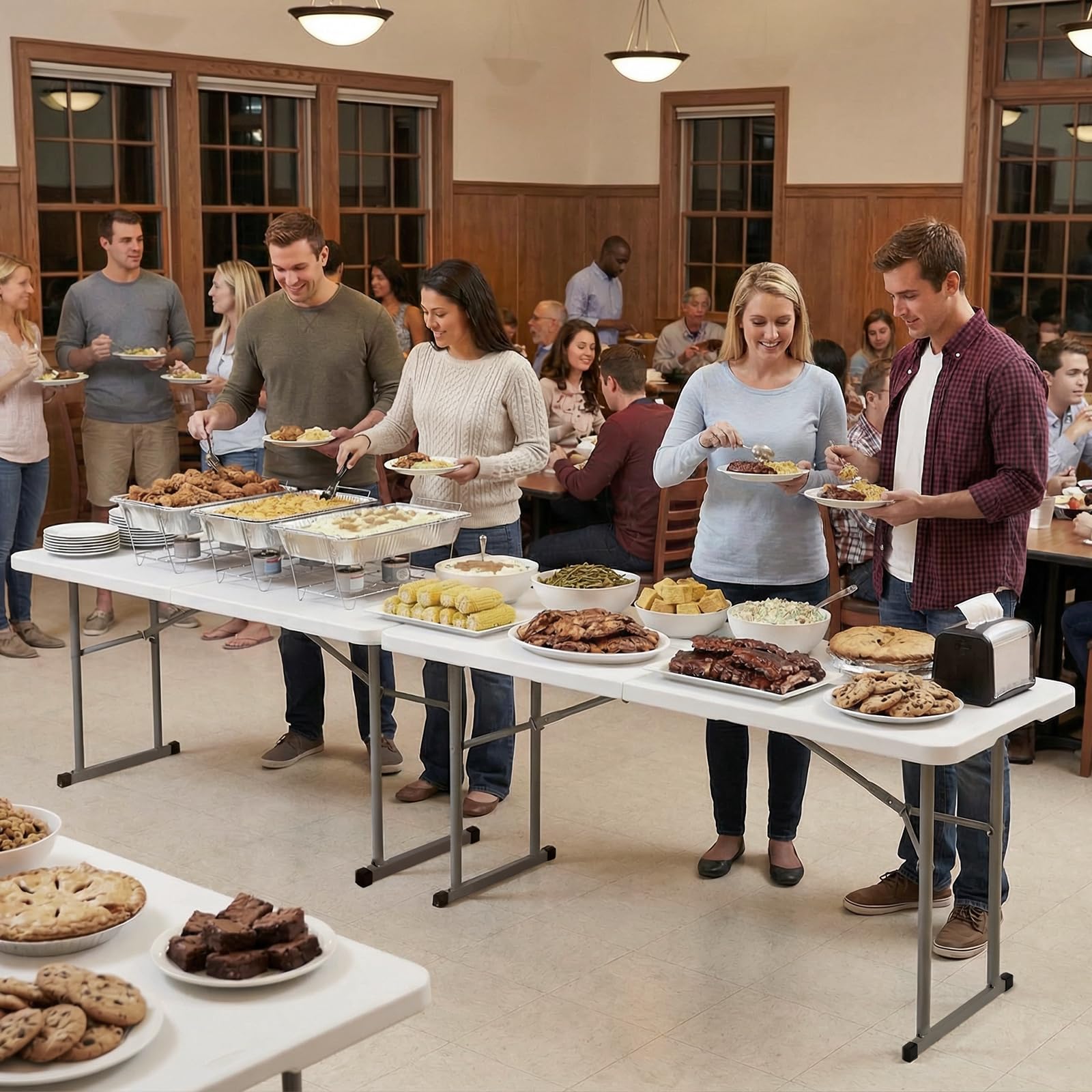 Byliable folding table dimensions 70-9in length enables spacious layouts