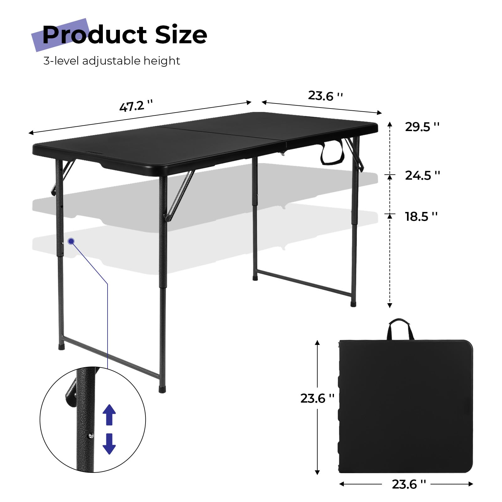 Byliable folding table top made of HDPE is waterproof and durable