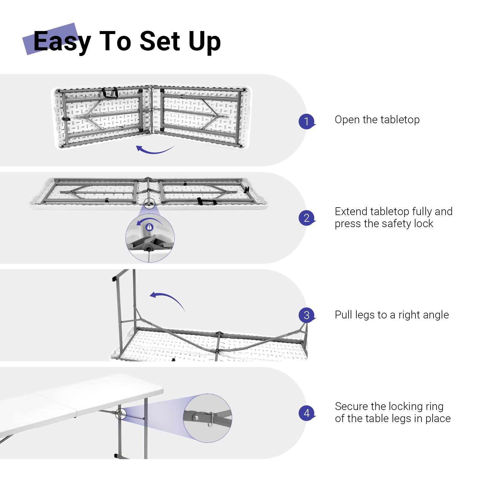 Byliable folding table outdoor buffet setup supports convenient serving