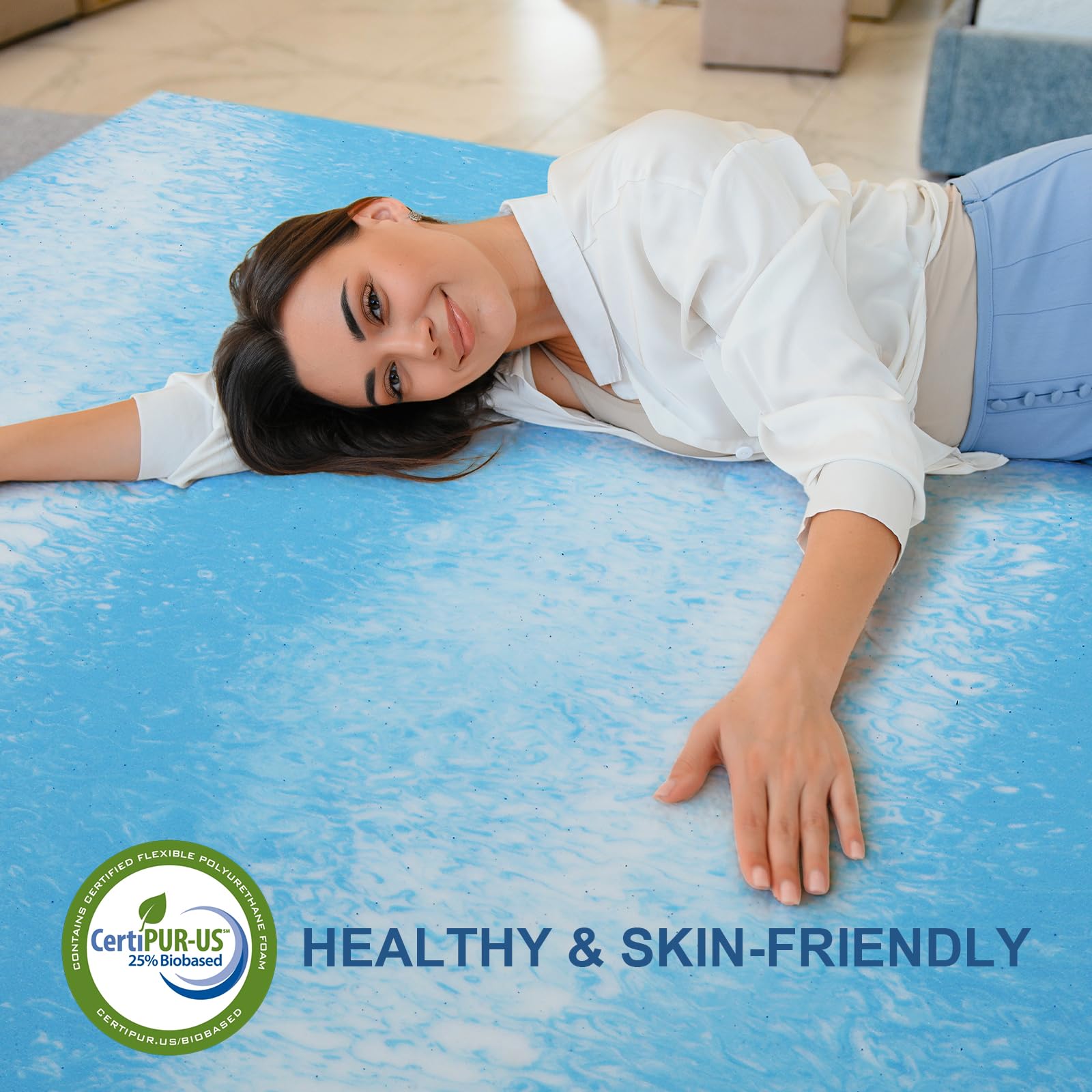 Bynex twin size topper shown, enhancing sleep setup and comfort