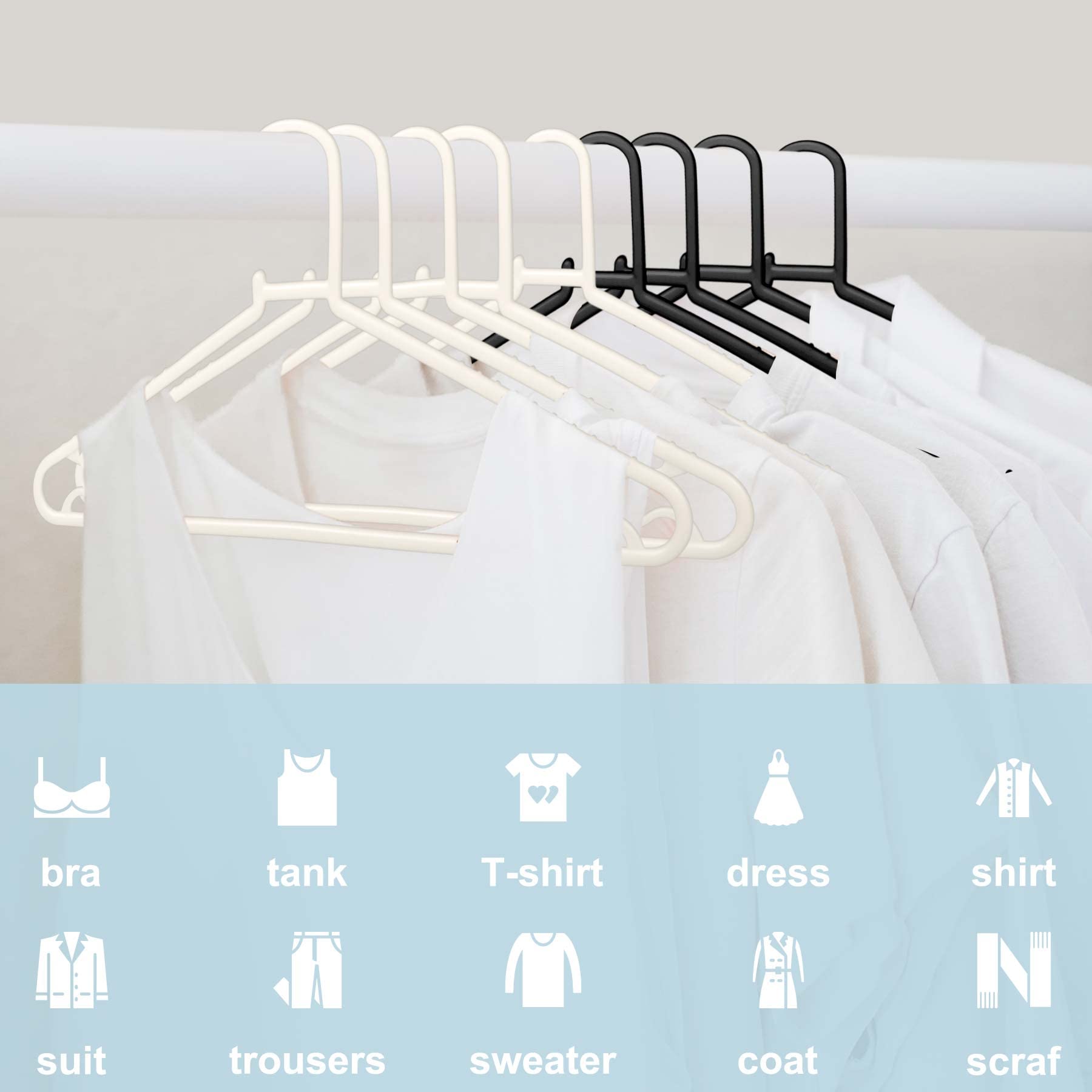 Byomostor G-shape design hanger secures shirts and dresses.
