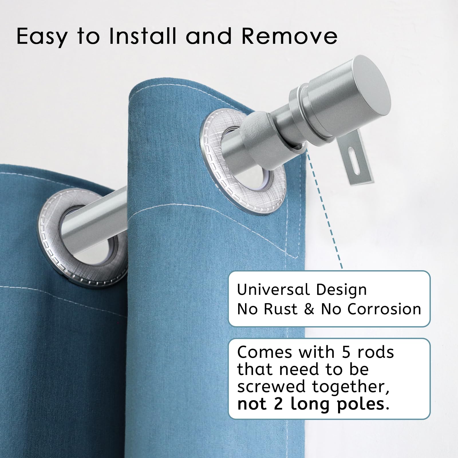 Byondeth 1-inch diameter rod providing sturdy curtain support
