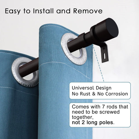 Byondeth curtain rod shows 1-inch diameter with aluminium end caps.