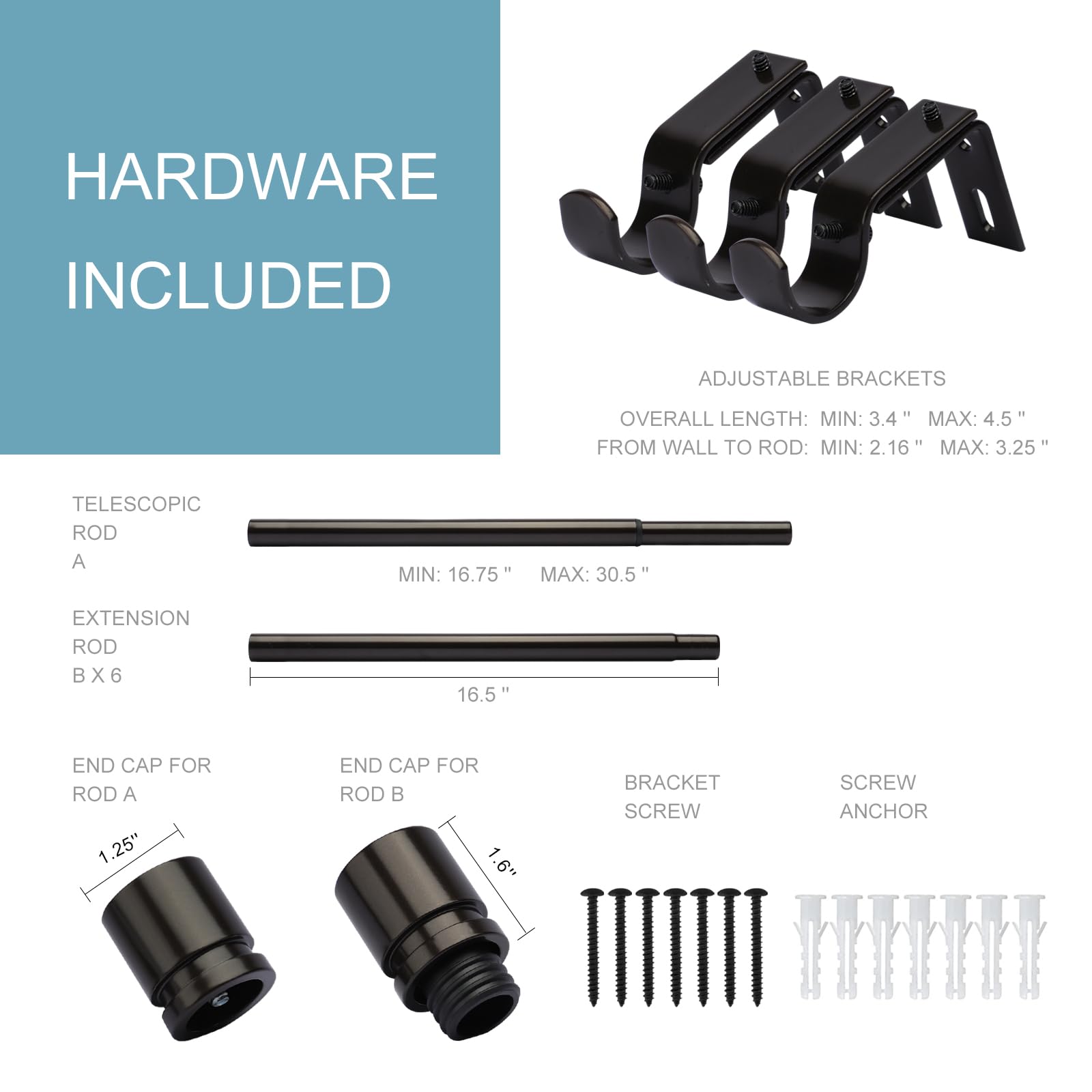Byondeth curtain rod supports up to 50 pounds for heavier drapes.