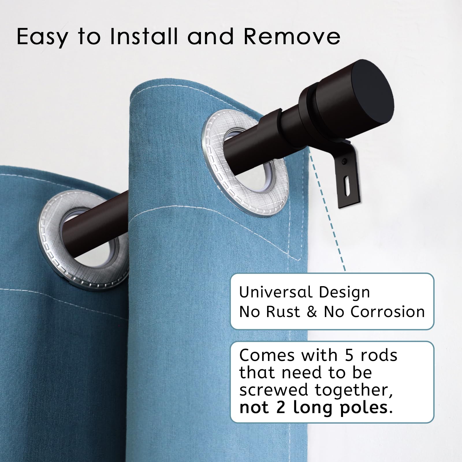 Byondeth adjustable-length curtain rod showing modular sections for easy length tweaks.
