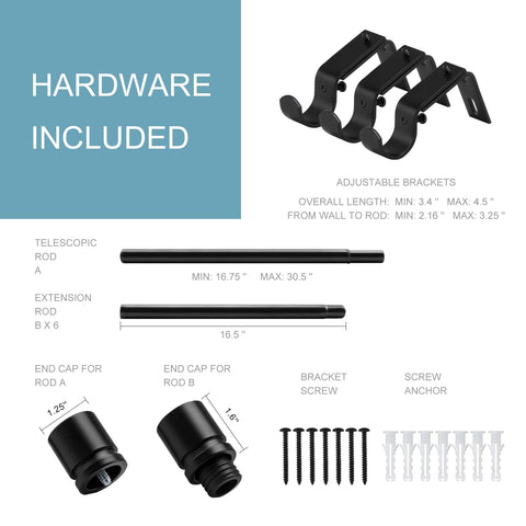 Byondeth black curtain rod demonstrating 50 lb weight capacity for heavier drapes.