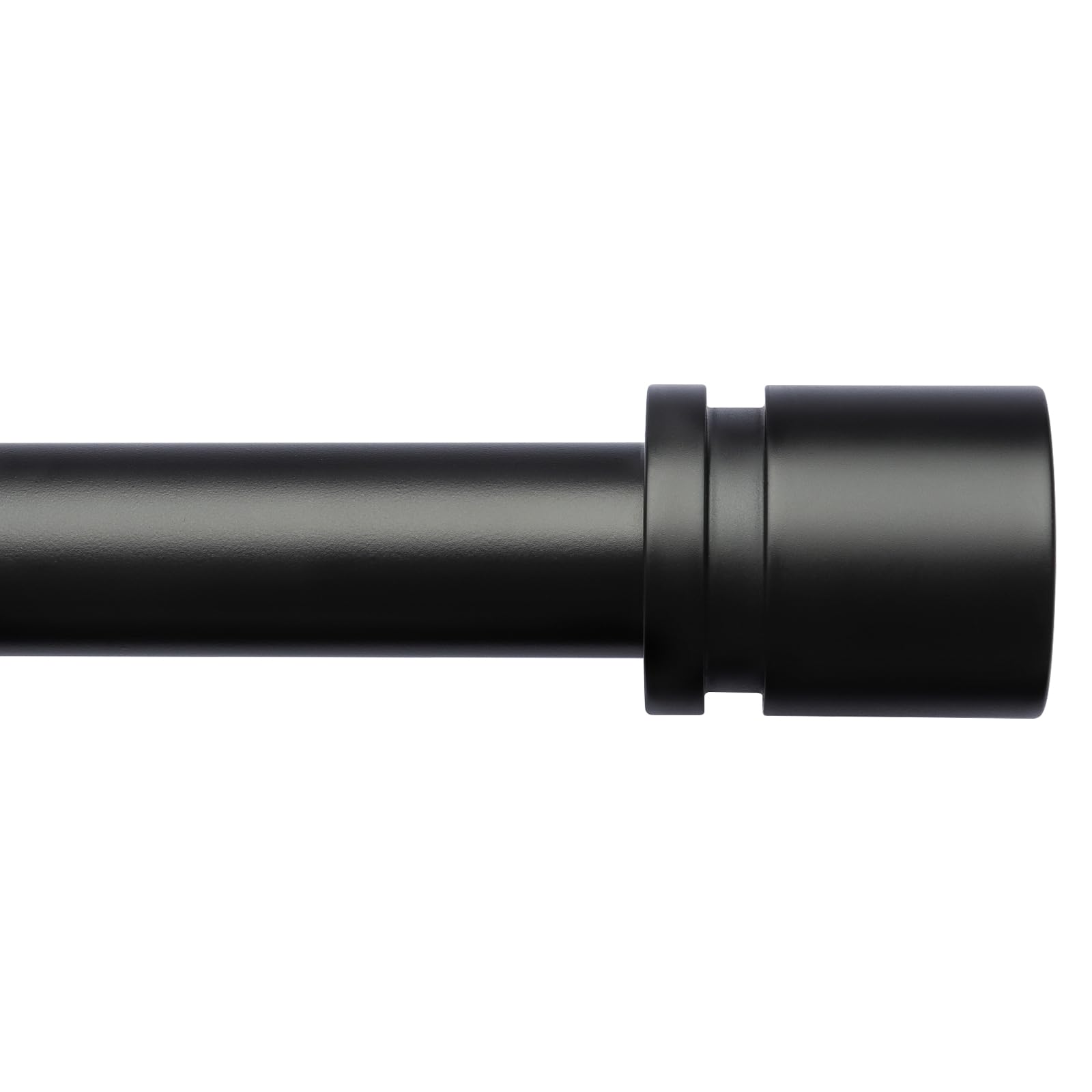Byondeth curtain rod with black finish and aluminium finials adds modern style.