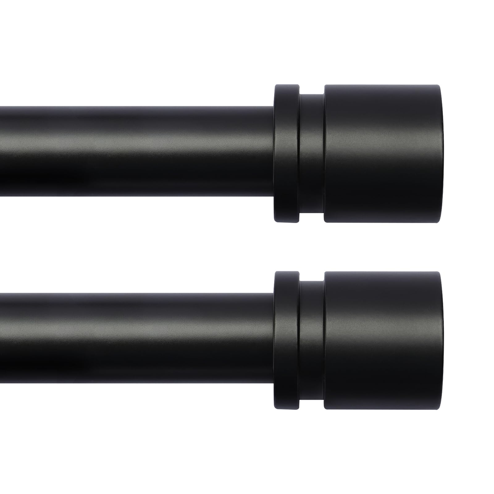 Byondeth curtain rod in black finish with aluminium finials for a refined look